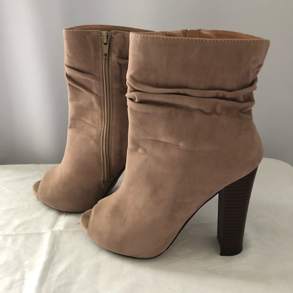 Chase + Chloe Shoes - Chase & Chloe Tan Peep Toe Bootie Size 6.5